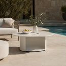 Round Outdoor White Coffee Table | OROA Modern Onza