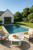 Round Outdoor White Coffee Table | OROA Modern Onza | Oroatrade.com