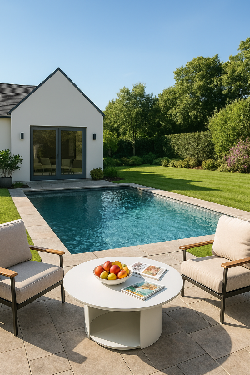 Round Outdoor White Coffee Table | OROA Modern Onza | Oroatrade.com