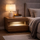 C-Shaped Brown LED Nightstand | OROA Modern Esso