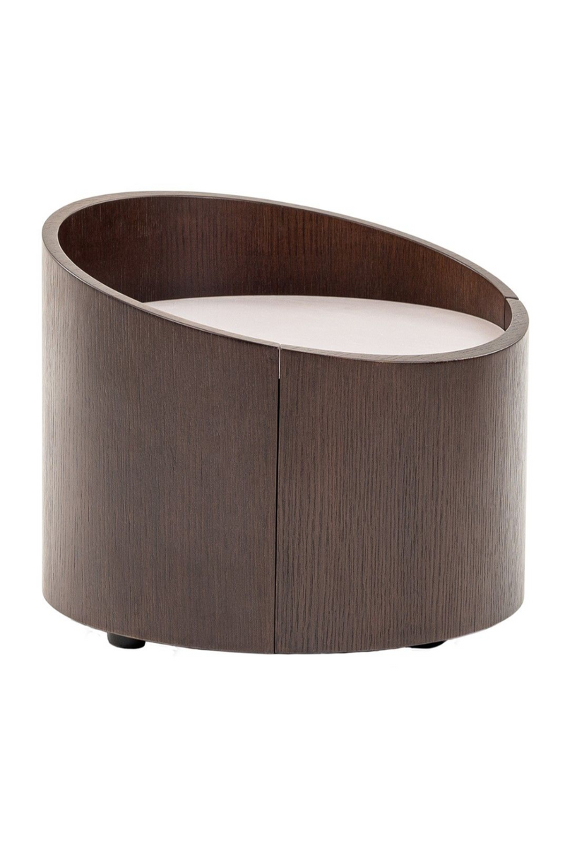 Round Brown Oak Nightstand | OROA Modern Geneva | Oroatrade.com
