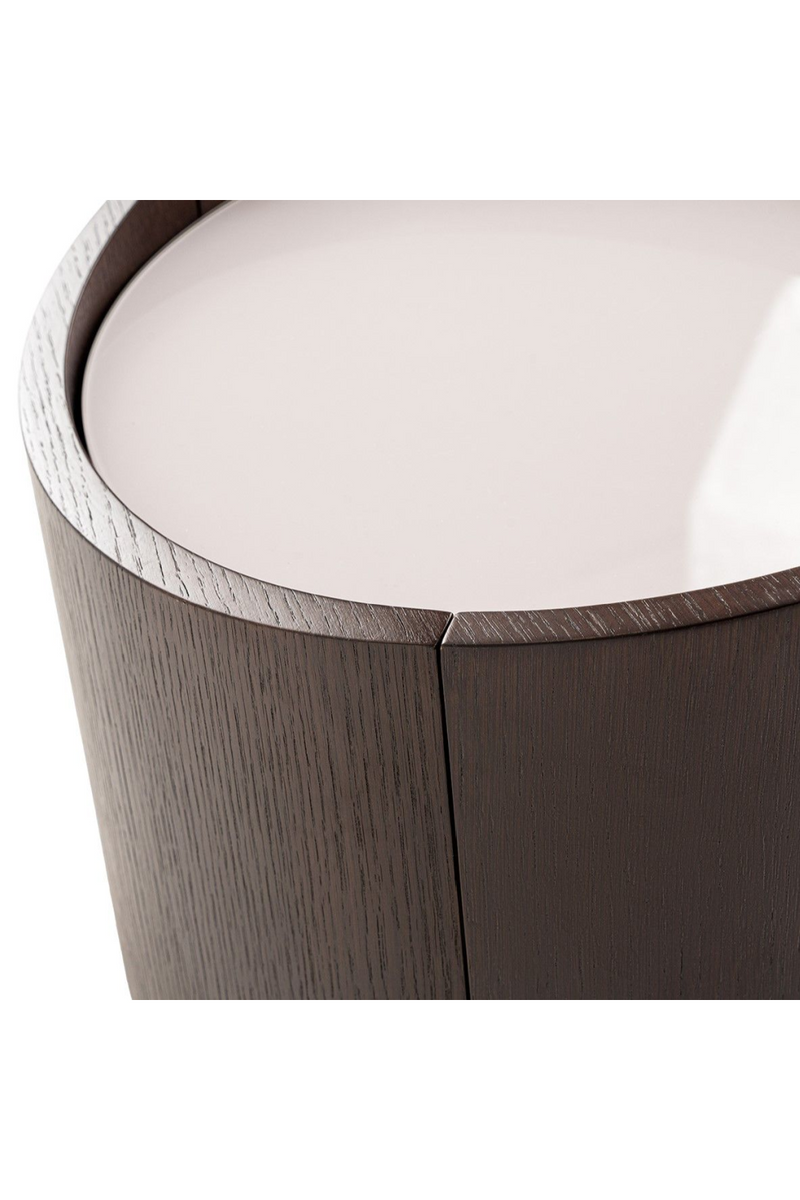 Round Brown Oak Nightstand | OROA Modern Geneva | Oroatrade.com