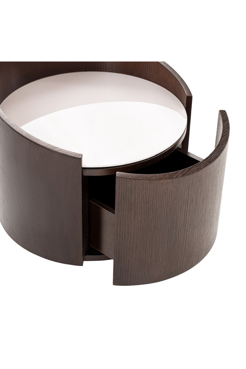 Round Brown Oak Nightstand | OROA Modern Geneva | Oroatrade.com