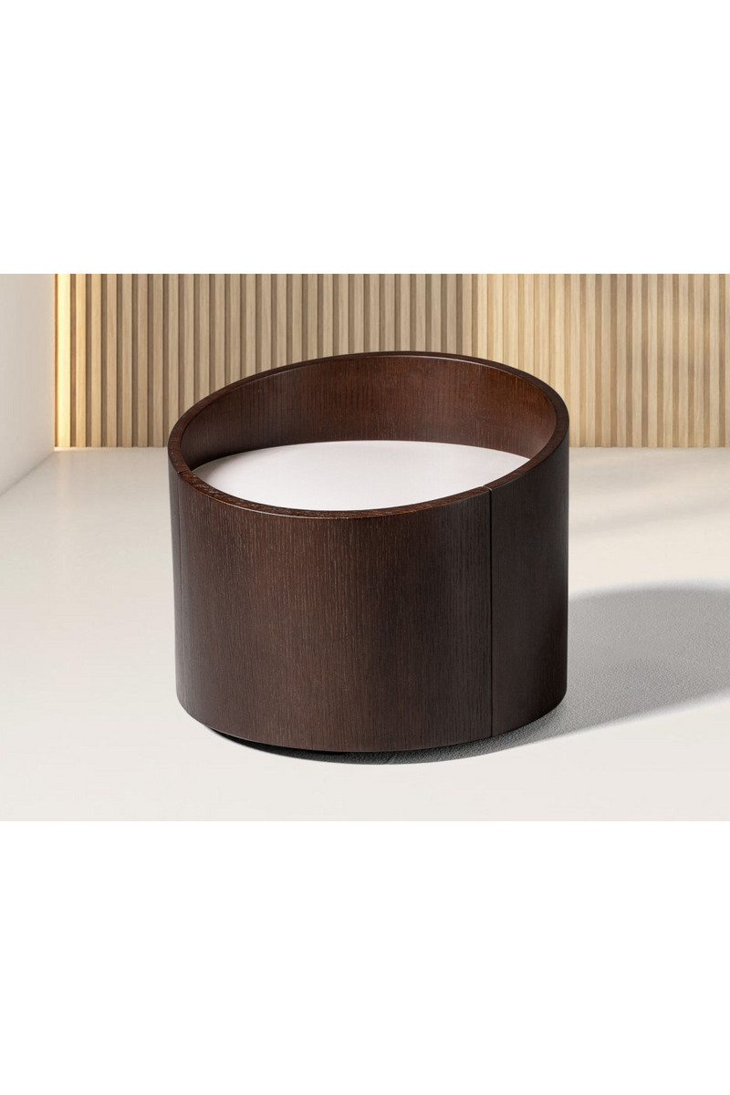 Round Brown Oak Nightstand | OROA Modern Geneva | Oroatrade.com