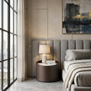 Round Brown Oak Nightstand | OROA Modern Geneva