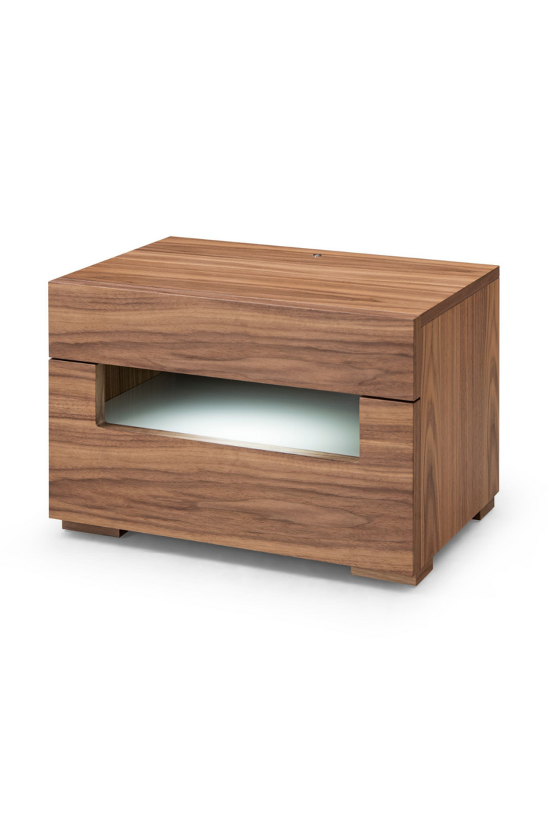 Walnut 2-Drawer LED Nightstand | OROA Modern Ceres | Oroatrade.com