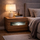Walnut 2-Drawer LED Nightstand | OROA Modern Ceres
