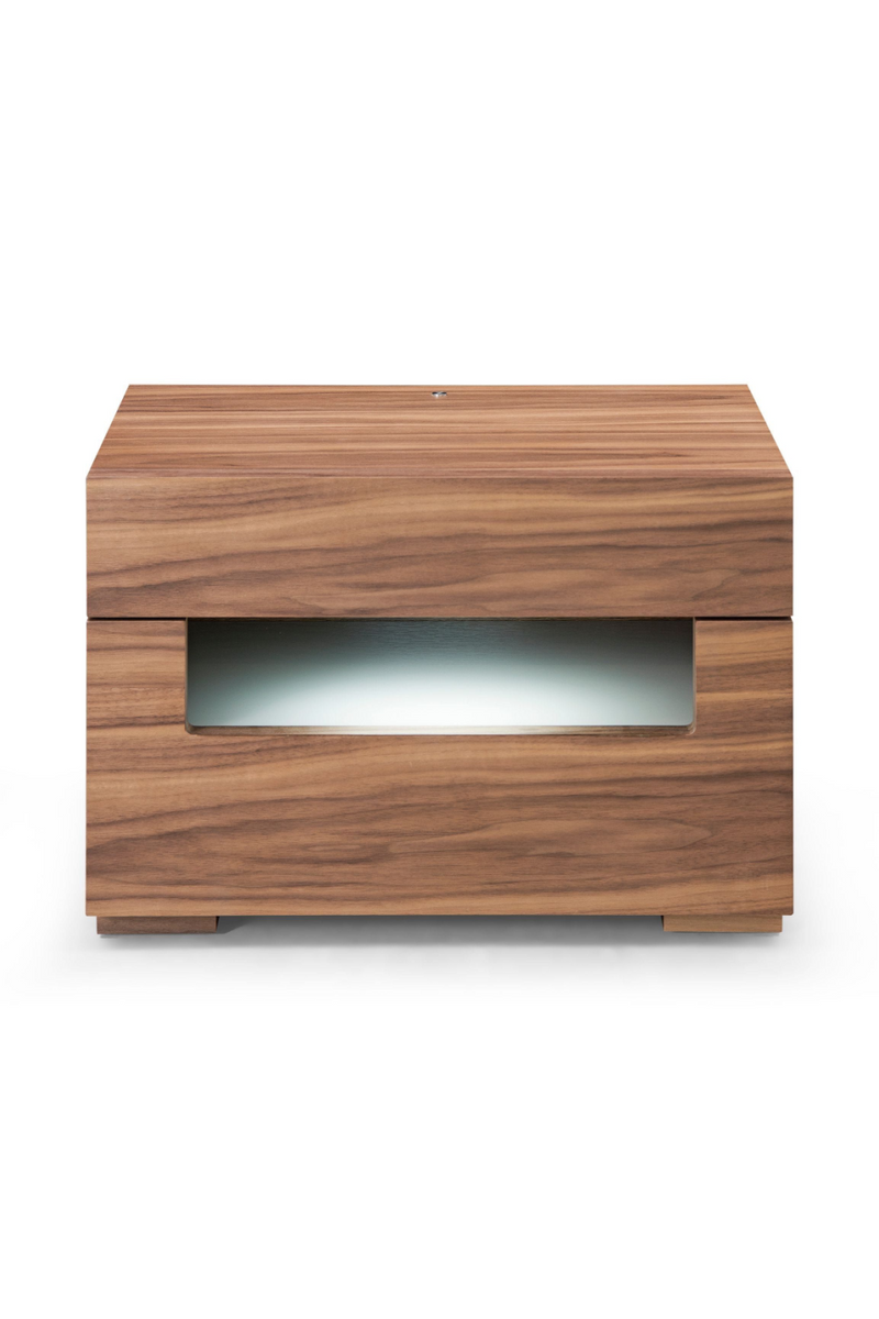 Walnut 2-Drawer LED Nightstand | OROA Modern Ceres | Oroatrade.com