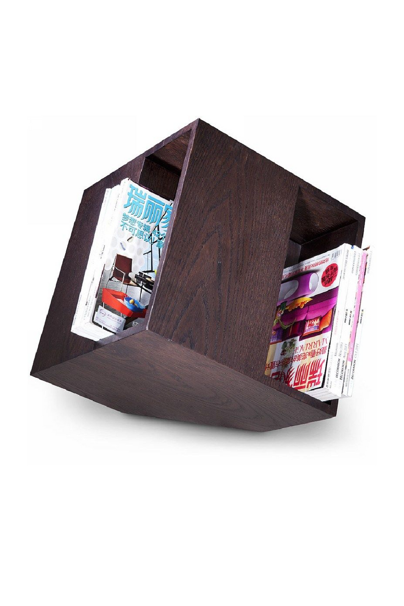 Brown Oak Cube Magazine Rack | OROA Modern Book | Oroatrade.com