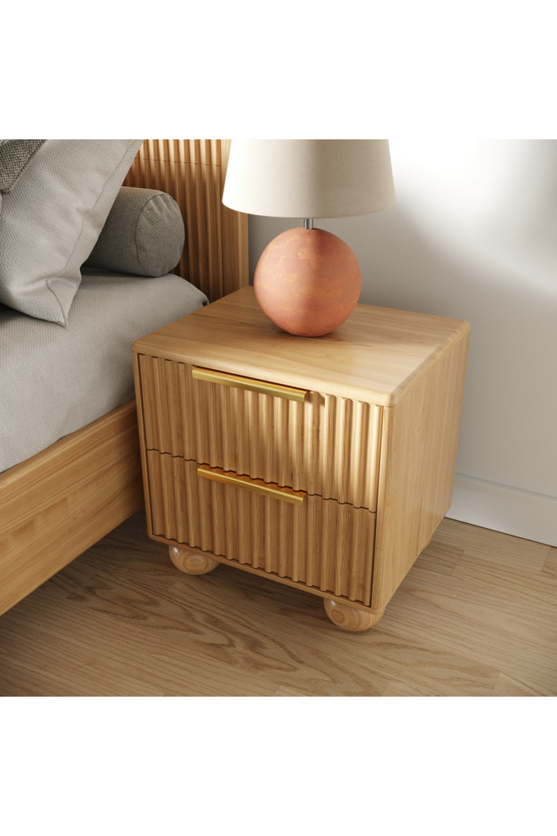Fluted Oak 2-Drawer Nightstand | OROA Modern Winters | Oroatrade.com