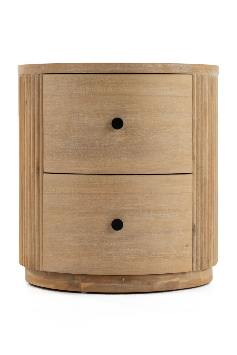 Ribbed Natural Acacia 2-Drawer Nightstand | OROA Modern | Oroatrade.com