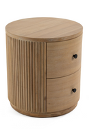 Ribbed Natural Acacia 2-Drawer Nightstand | OROA Modern | Oroatrade.com