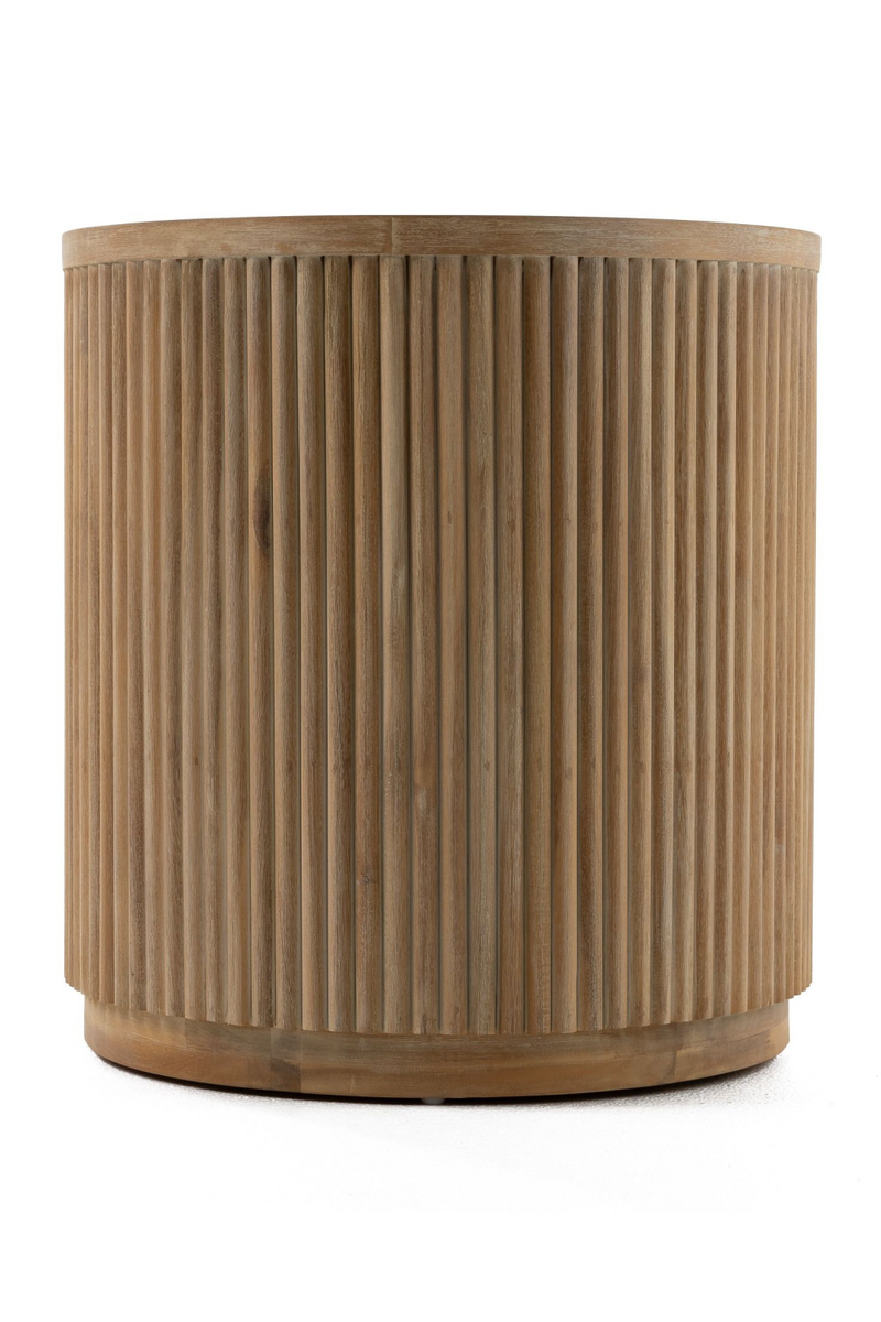 Ribbed Natural Acacia 2-Drawer Nightstand | OROA Modern | Oroatrade.com
