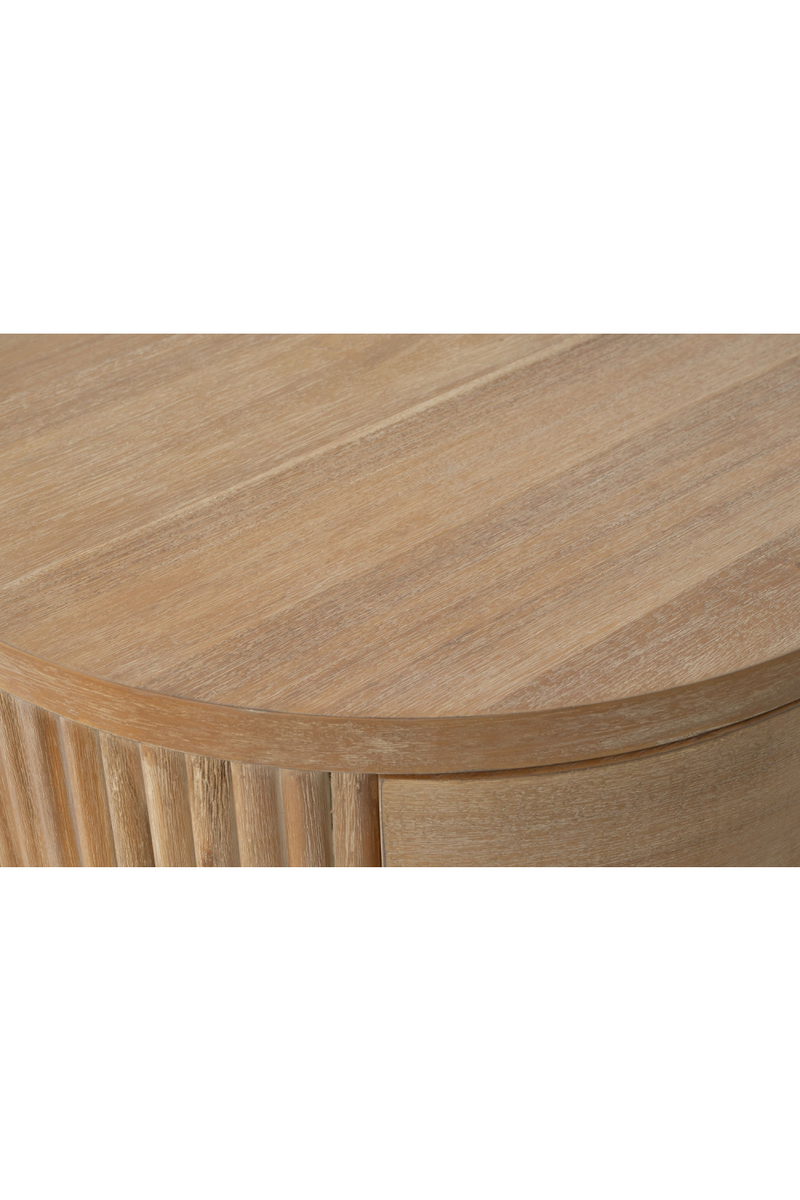 Ribbed Natural Acacia 2-Drawer Nightstand | OROA Modern | Oroatrade.com