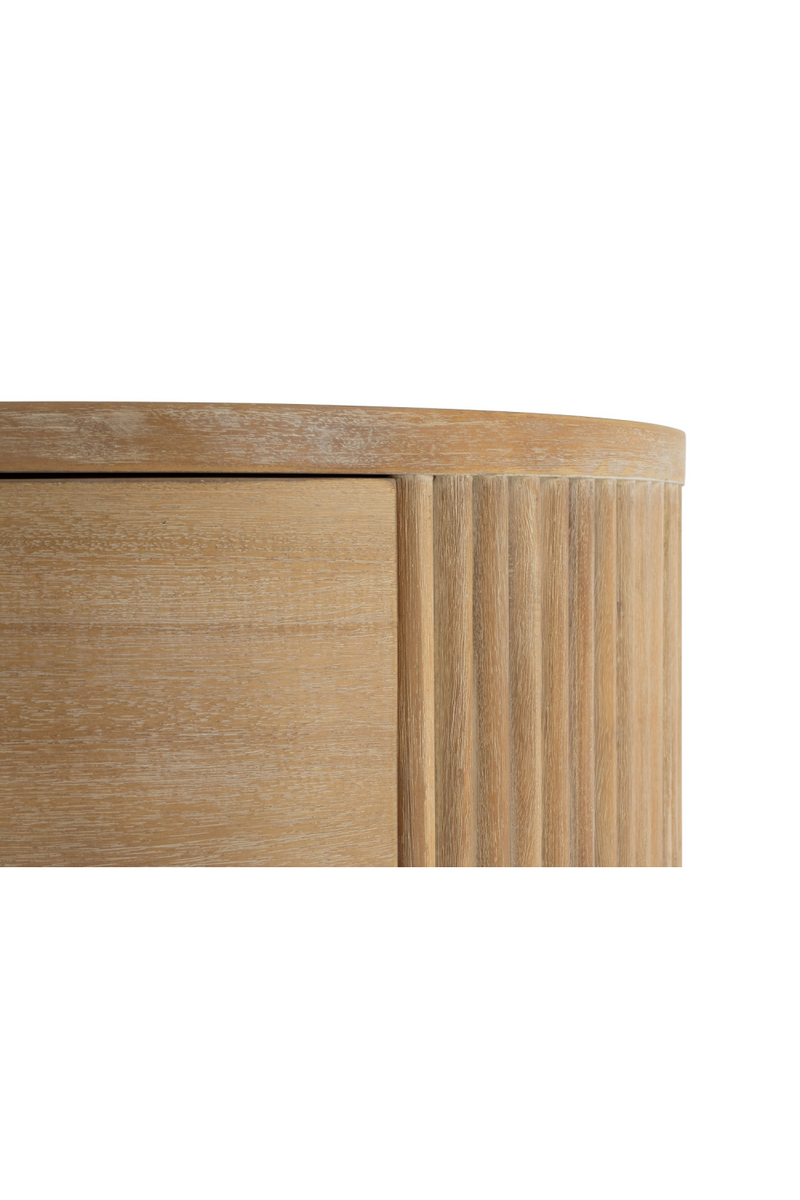 Ribbed Natural Acacia 2-Drawer Nightstand | OROA Modern | Oroatrade.com