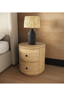 Ribbed Natural Acacia 2-Drawer Nightstand | OROA Modern | Oroatrade.com