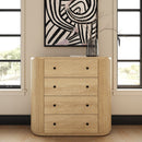 Ribbed Natural Acacia 4-Drawer Chest | OROA Modern Jacobson | Oroatrade.com