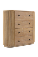 Ribbed Natural Acacia 4-Drawer Chest | OROA Modern | Oroatrade.com