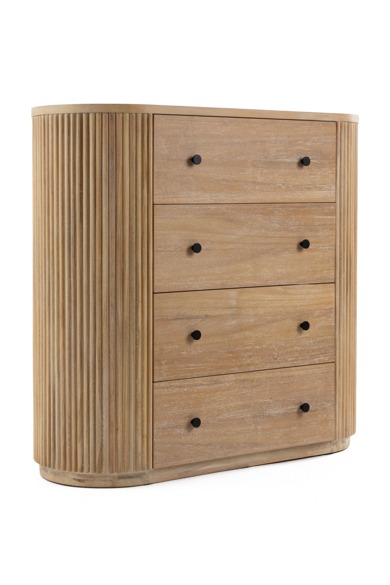 Ribbed Natural Acacia 4-Drawer Chest | OROA Modern | Oroatrade.com