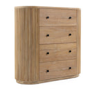 Ribbed Natural Acacia 4-Drawer Chest | OROA Modern Jacobson | Oroatrade.com