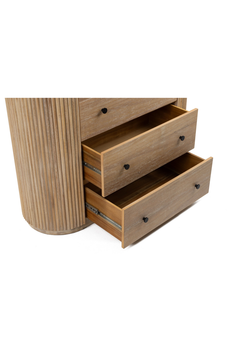 Ribbed Natural Acacia 4-Drawer Chest | OROA Modern | Oroatrade.com