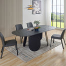 Hammered Gray Glass Dining Table | OROA Modern Maxine