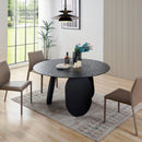 Round Gray Glass Dining Table | OROA Modern Maxine