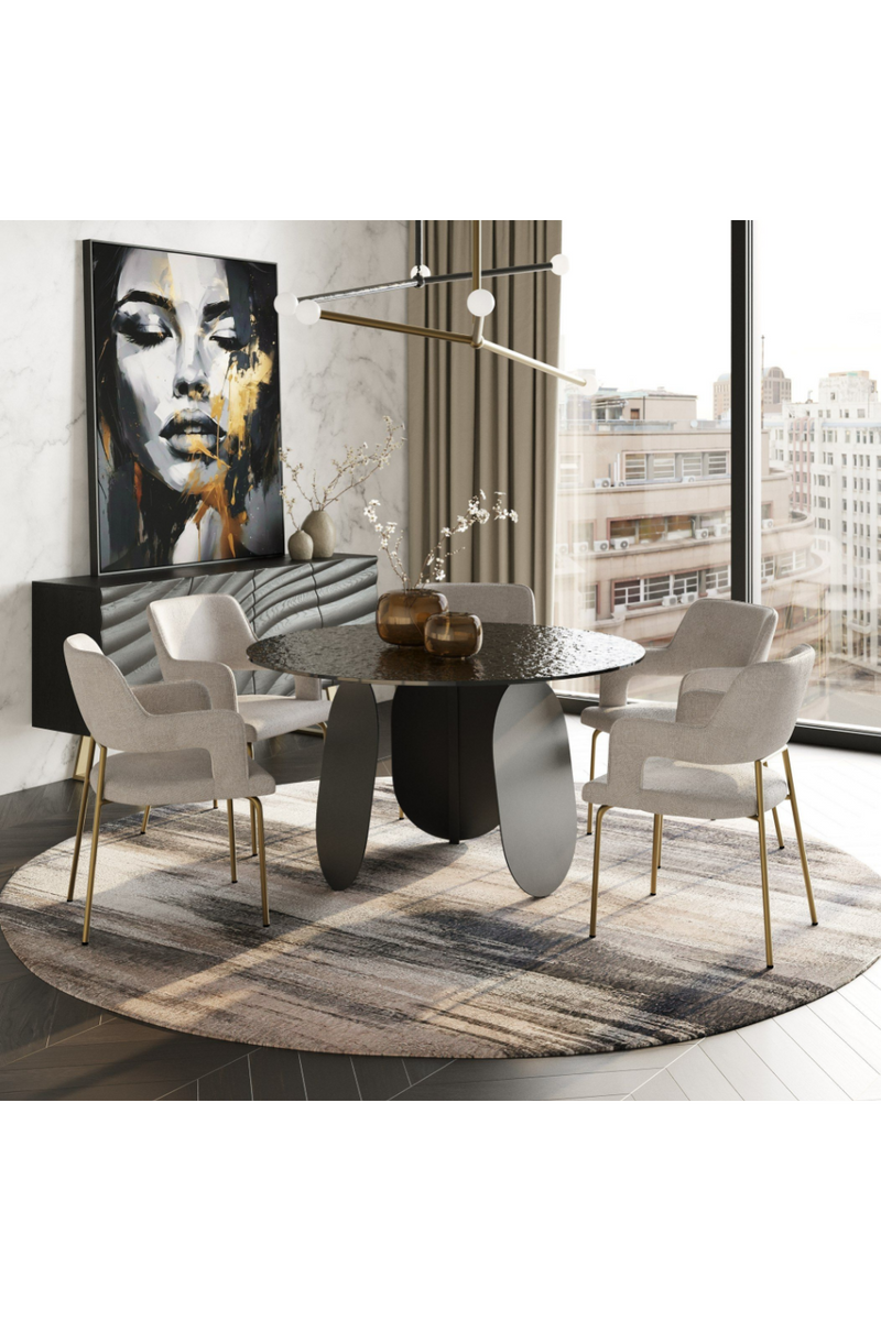 Round Gray Glass Dining Table | OROA Modern Maxine | Oroatrade.com