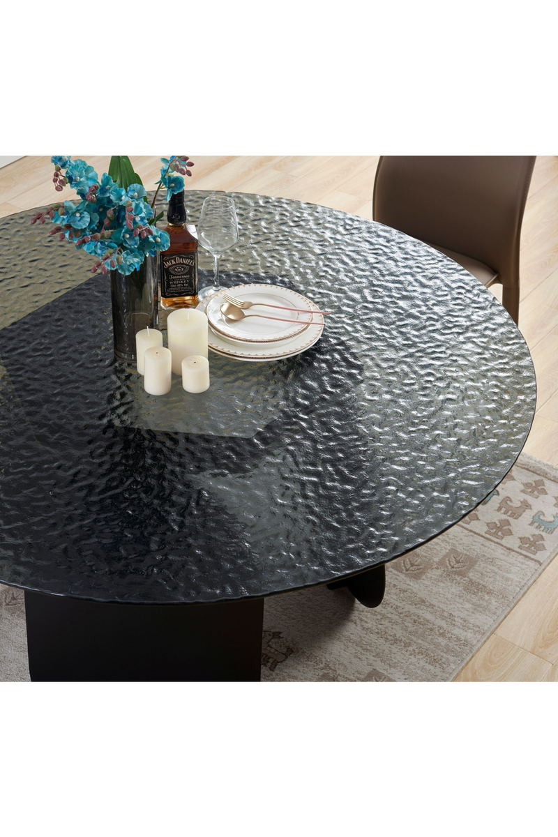 Round Gray Glass Dining Table | OROA Modern Maxine | Oroatrade.com
