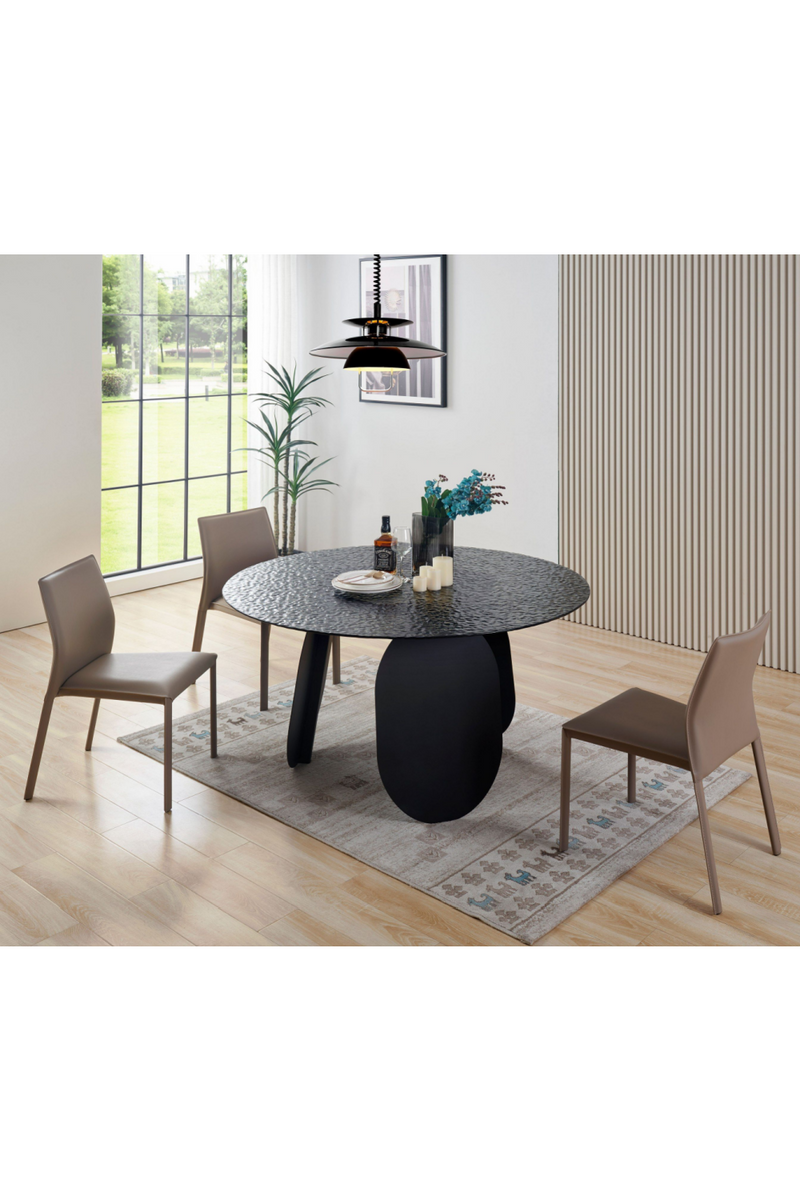 Round Gray Glass Dining Table | OROA Modern Maxine | Oroatrade.com