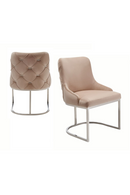 Beige Velvet Dining Chair Set (2) | OROA Modern Daria | Oroatrade.com