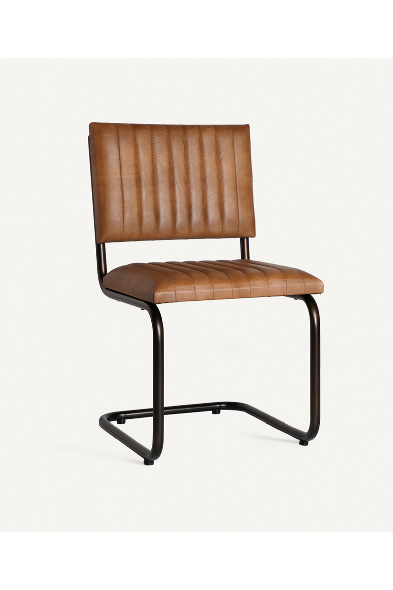 Brown Leather Cantilevered Accent Chair | Vical Home Chadron | Oroatrade.com