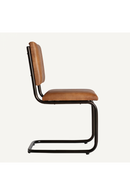 Brown Leather Cantilevered Dining Chair | Vical Home Chadron | Oroatrade.com