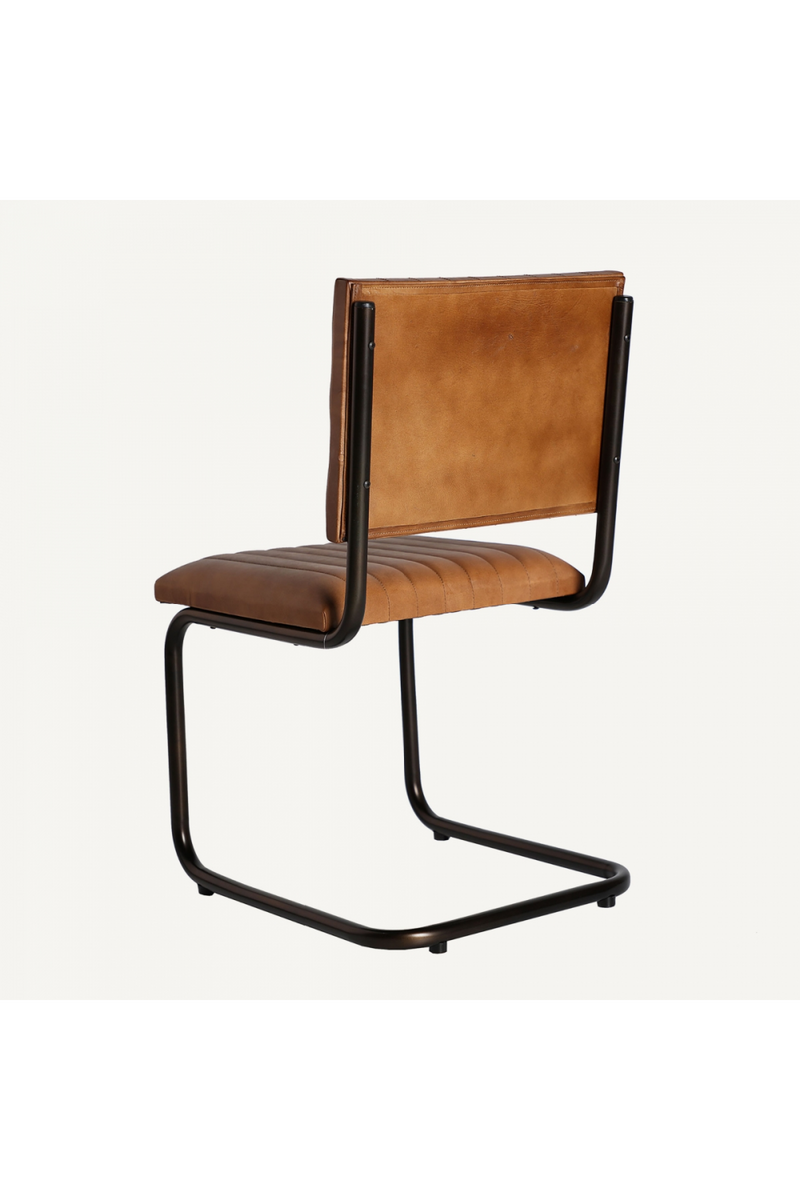 Brown Leather Cantilevered Accent Chair | Vical Home Chadron | Oroatrade.com