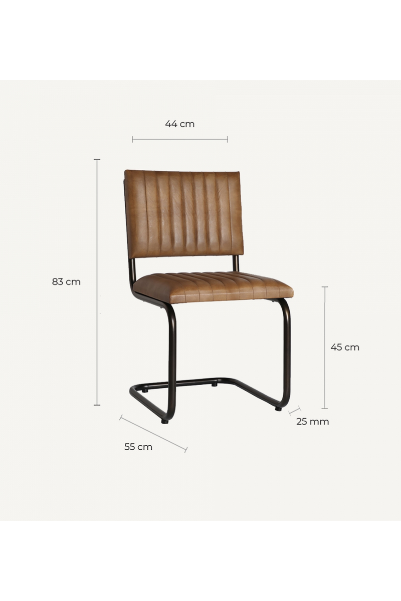 Brown Leather Cantilevered Accent Chair | Vical Home Chadron | Oroatrade.com