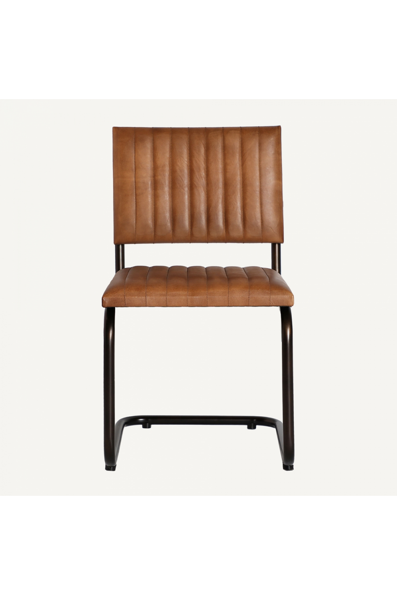 Brown Leather Cantilevered Accent Chair | Vical Home Chadron | Oroatrade.com