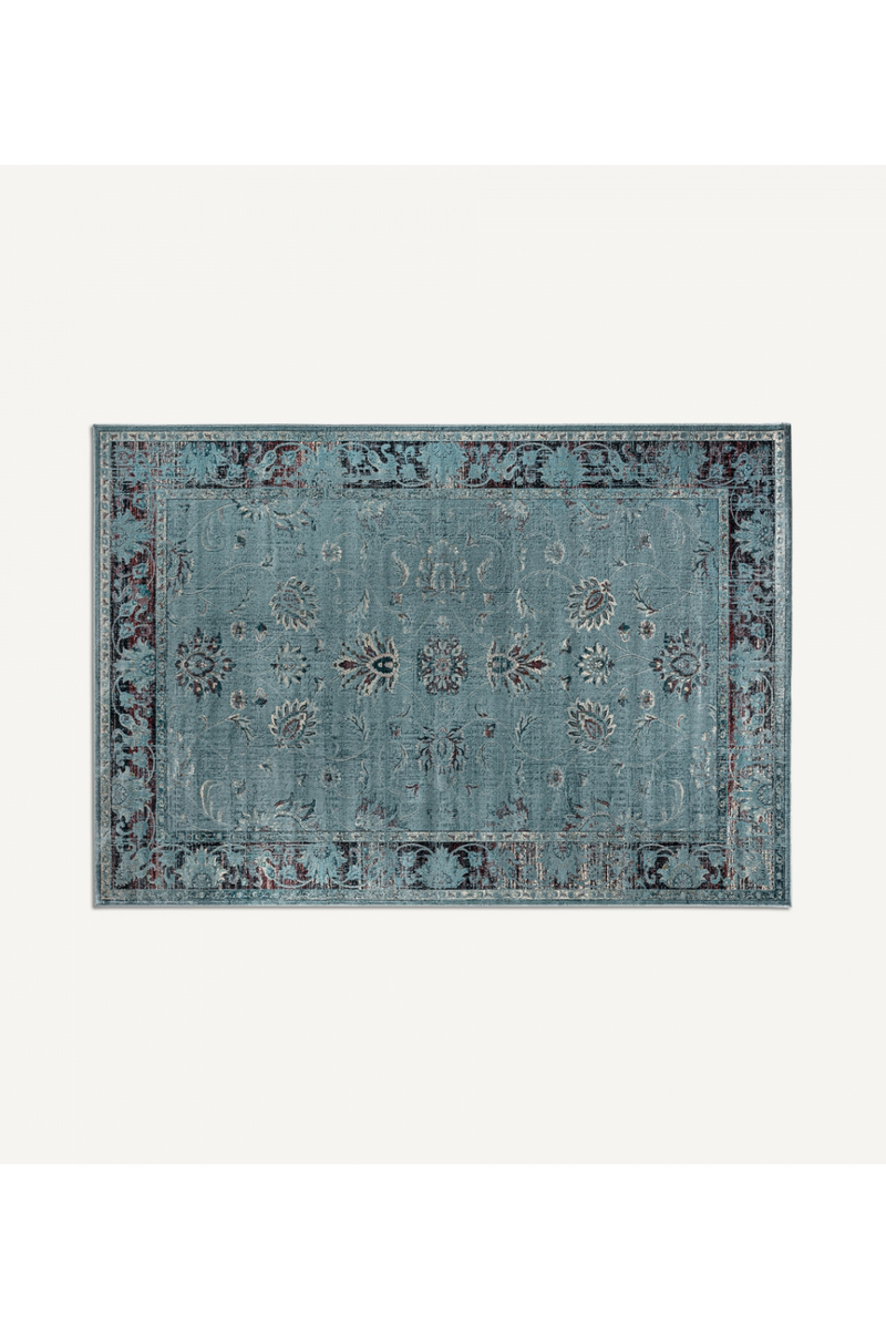 Turquoise Floral Area Rug 7'6" x 5' Suyay Rug | Oroatrade.com