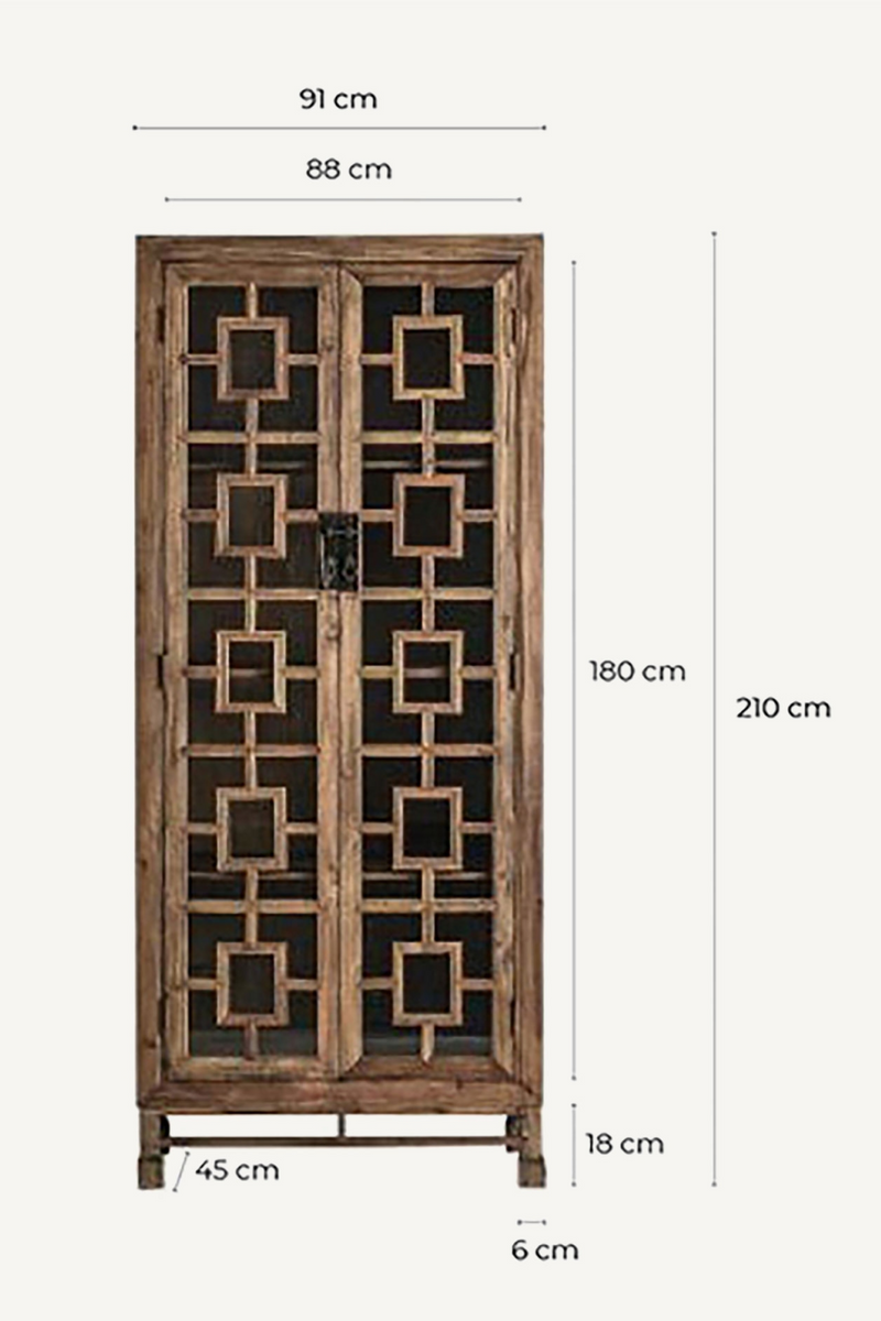 Asian Inspired Pine Display Cabinet | Vical Home Lisbro | Oroatrade.com