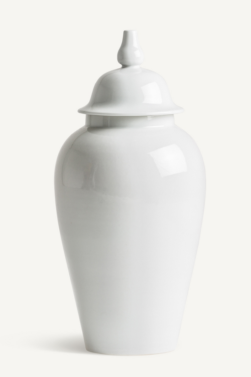 White Ceramic Lidded Vase | Vical Home Tibor | Oroatrade.com