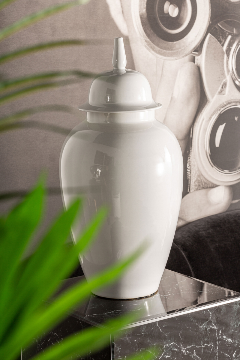 White Ceramic Lidded Vase | Vical Home Tibor | Oroatrade.com