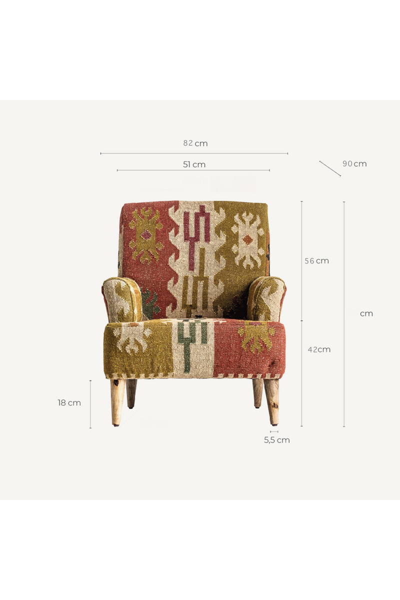 Kilim Print Jute Armchair | Vical Home Sveta | Oroatrade.com