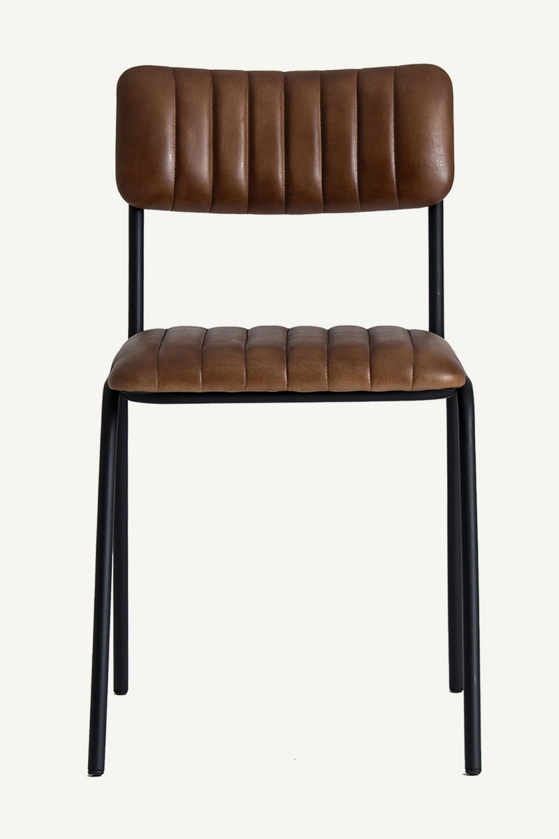 Brown Leather Padded Dining Chair | Vical Home Chadron | Oroatrade.com