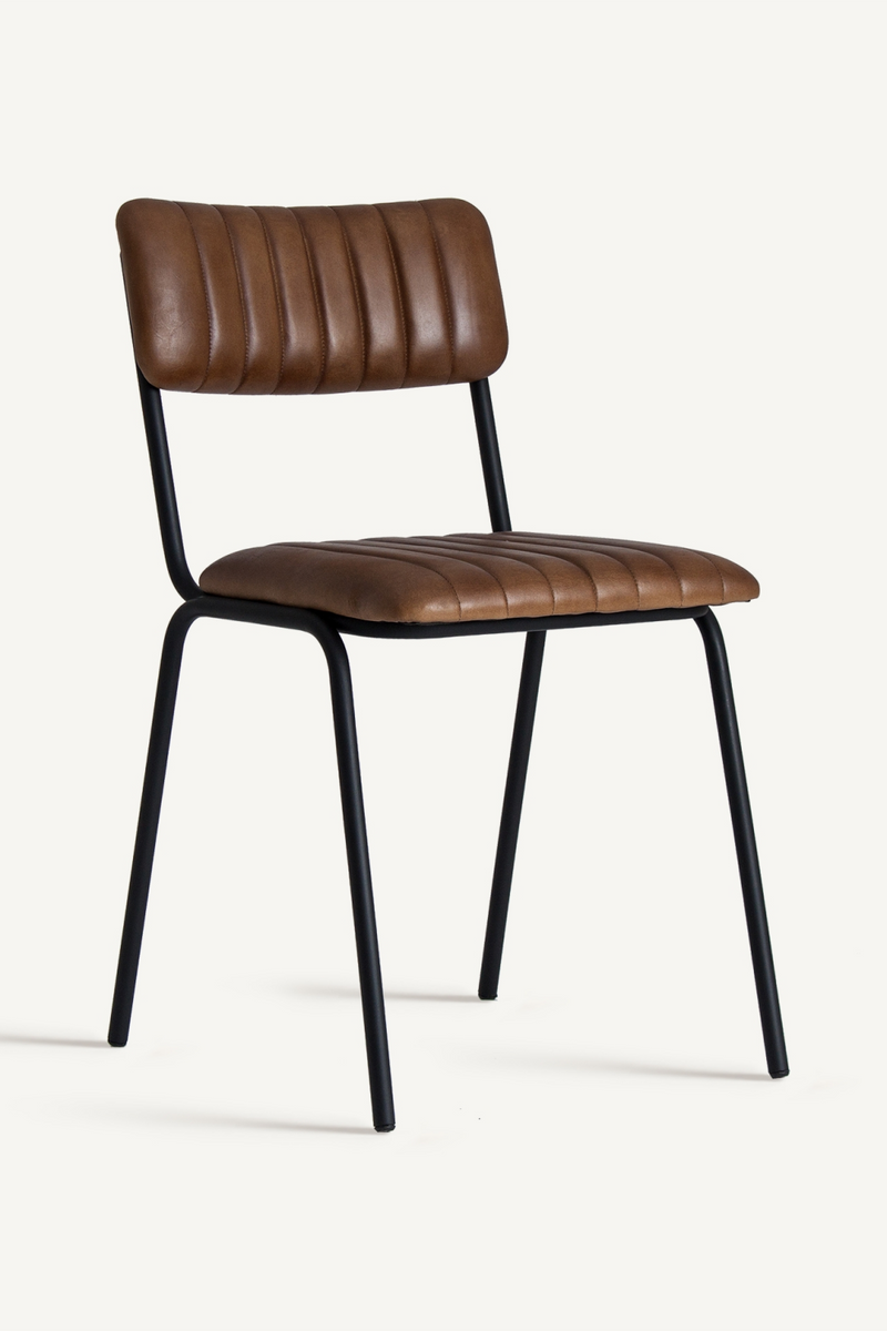 Brown Leather Padded Dining Chair | Vical Home Chadron | Oroatrade.com