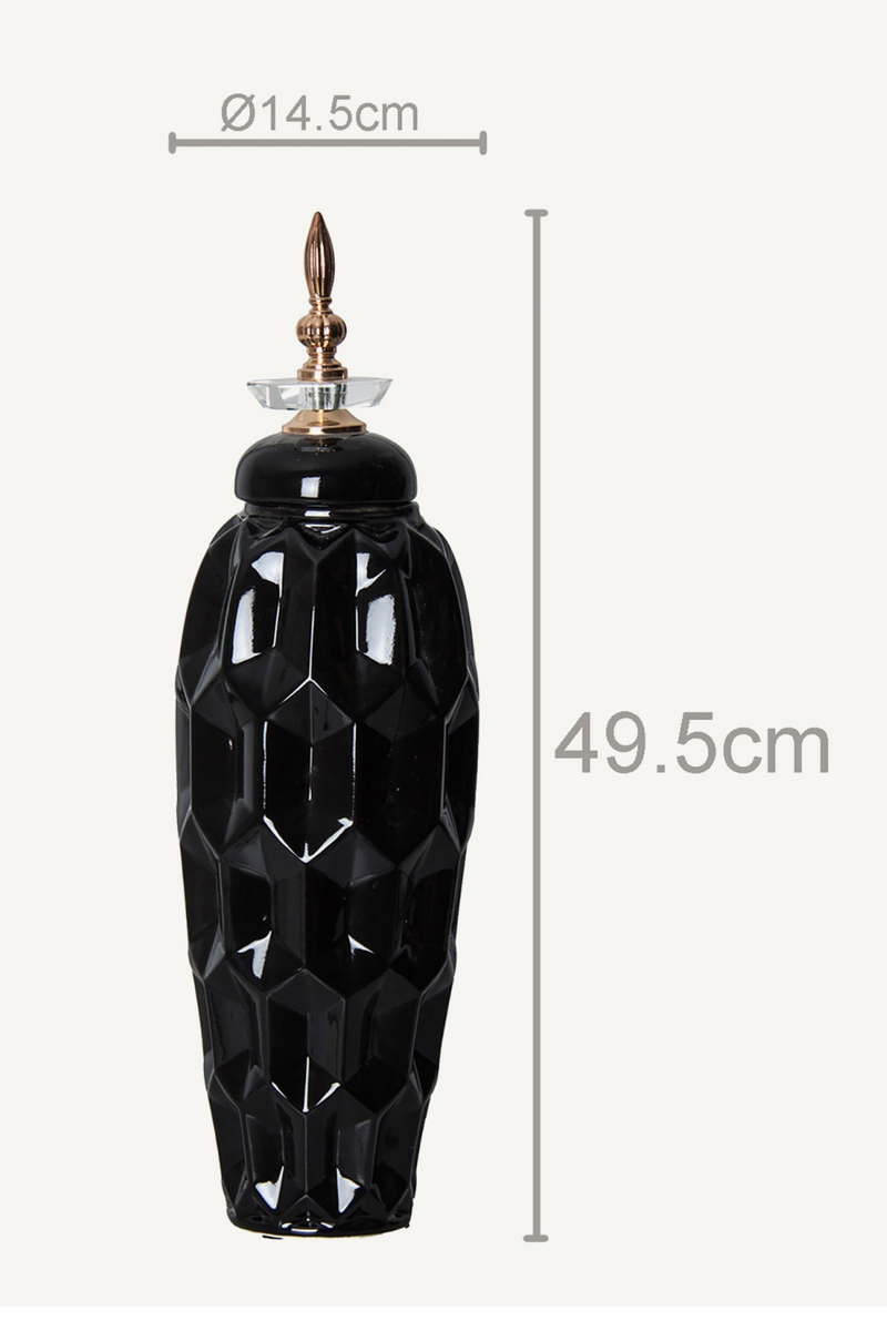 Black Ceramic Oriental Vase L | Vical Home Heyer | Oroatrade.com