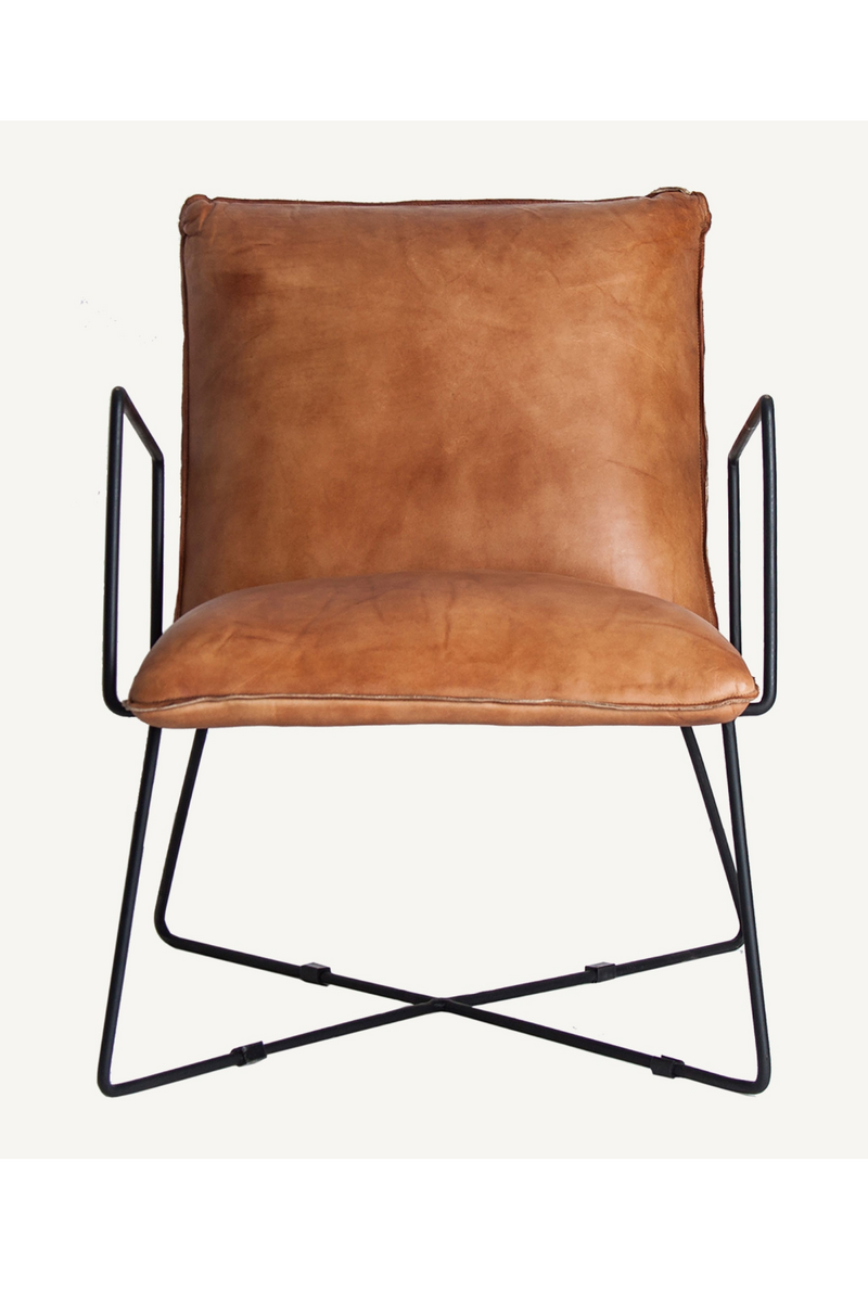 Brown Leather Industrial Armchair | Vical Home Seney | Oroatrade.com