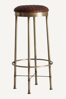 Brown Leather Round Stool | Vical Home Ottawa | Oroatrade.com