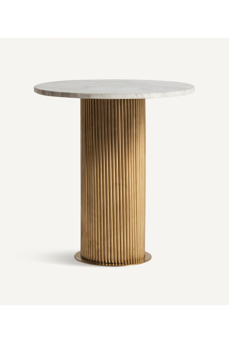 Gold Fluted Pedestal Side Table | Vical Home Coen | Oroatrade.com