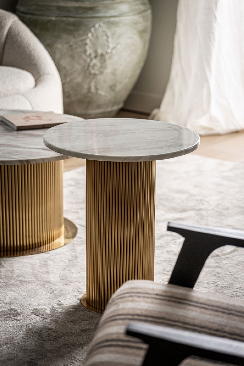 Gold Fluted Pedestal Side Table | Vical Home Coen | Oroatrade.com