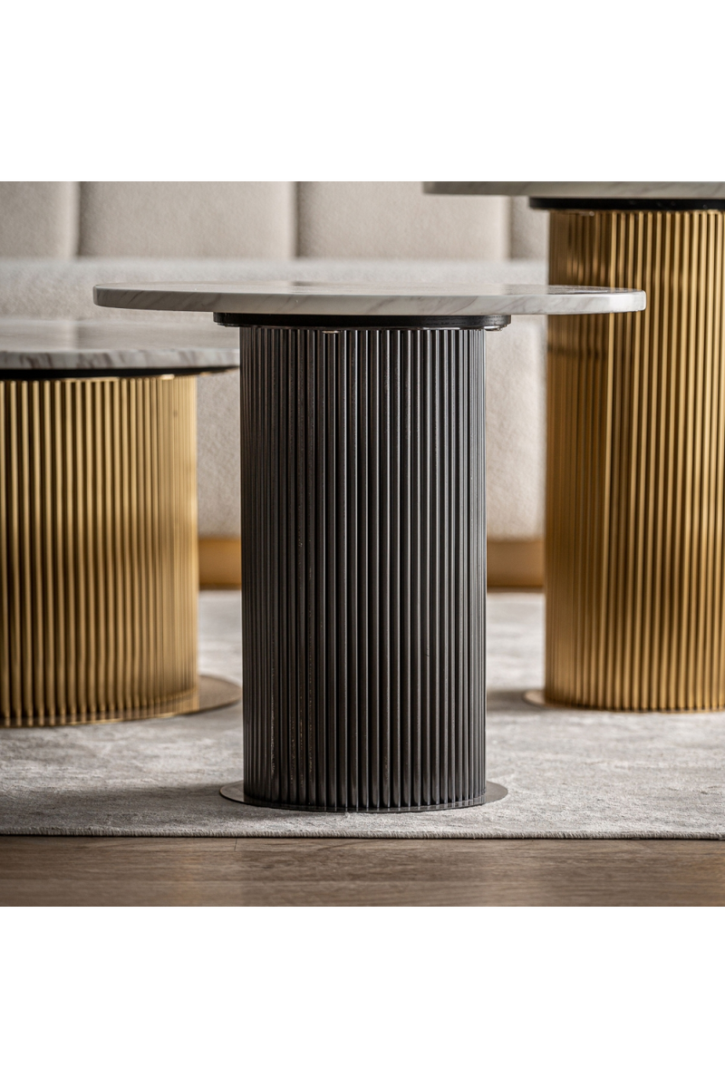 Black Fluted Pedestal Side Table | Vical Home Coen | Oroatrade.com