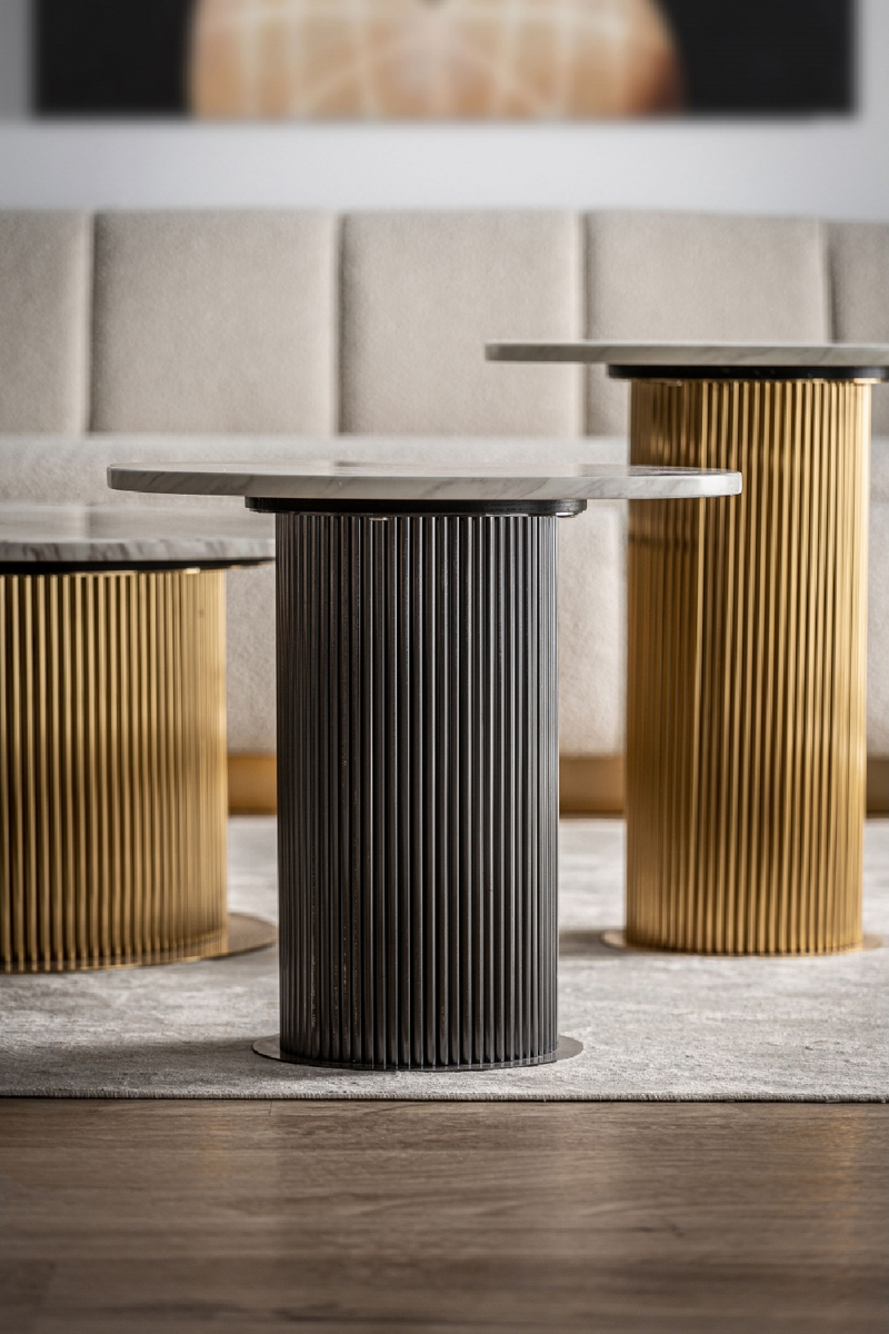 Black Fluted Pedestal Side Table | Vical Home Coen | Oroatrade.com